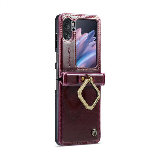 For OPPO Find N2 Flip CaseMe 003 Crazy Horse Texture Leather Phone Case with Ring Holder(Red) - Find N2 Flip Cases by CaseMe | Online Shopping South Africa | PMC Jewellery