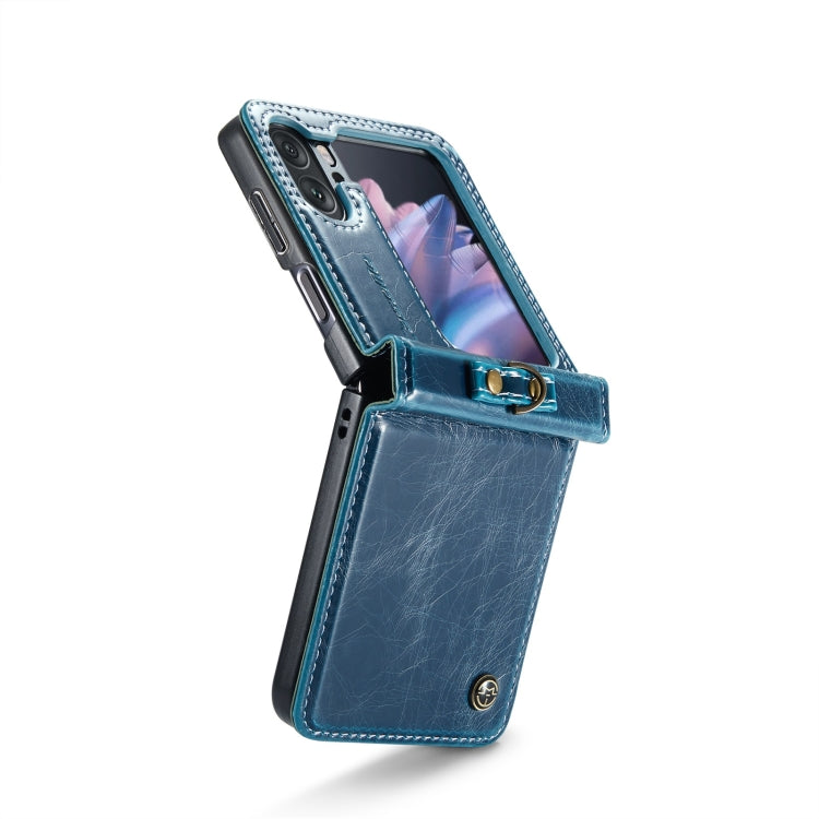 For OPPO Find N2 Flip CaseMe 003 Crazy Horse Texture Leather Phone Case with Ring Holder(Blue) - Find N2 Flip Cases by CaseMe | Online Shopping South Africa | PMC Jewellery