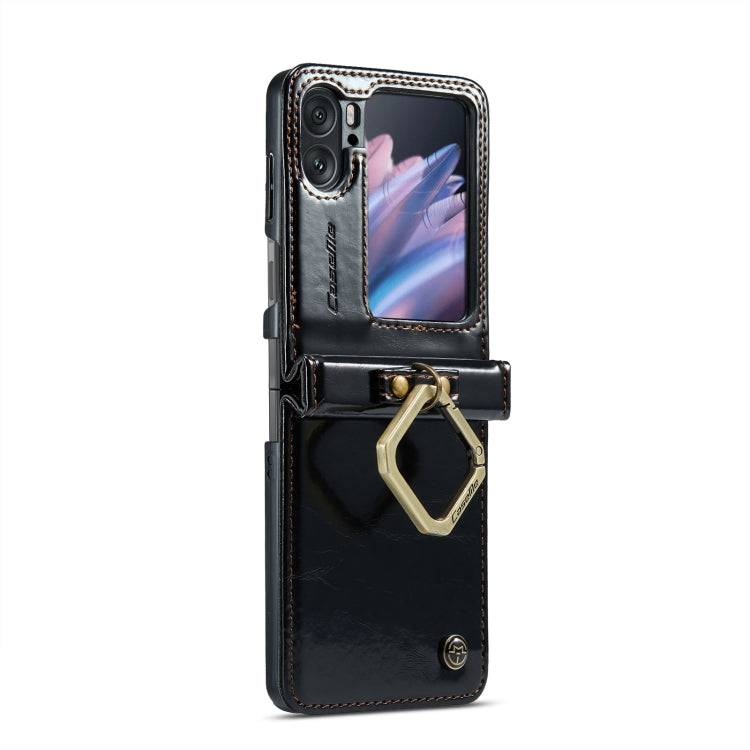 For OPPO Find N2 Flip CaseMe 003 Crazy Horse Texture Leather Phone Case with Ring Holder(Black) - OPPO Cases by CaseMe | Online Shopping South Africa | PMC Jewellery | Buy Now Pay Later Mobicred