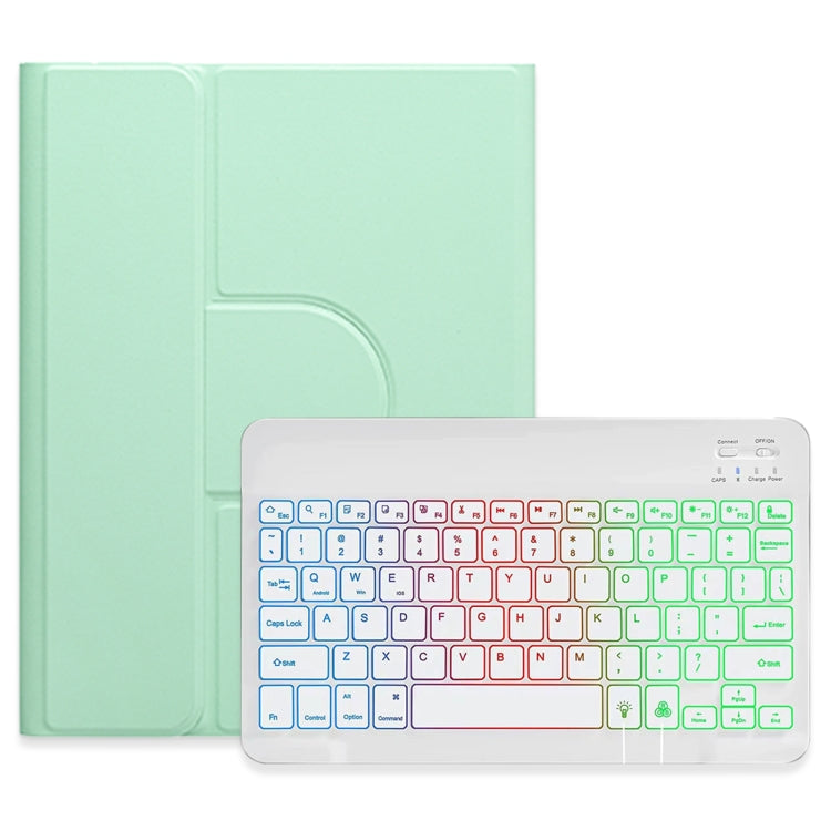 For iPad 10th Gen 10.9 2022 Three-color Backlight White 360 Degree Rotatable Bluetooth Keyboard Leather Case(Mint Green) - Universal by PMC Jewellery | Online Shopping South Africa | PMC Jewellery