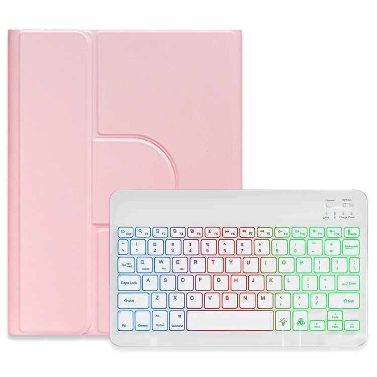 For iPad 10th Gen 10.9 2022 Three-color Backlight White 360 Degree Rotatable Bluetooth Keyboard Leather Case(Pink) - Universal by PMC Jewellery | Online Shopping South Africa | PMC Jewellery