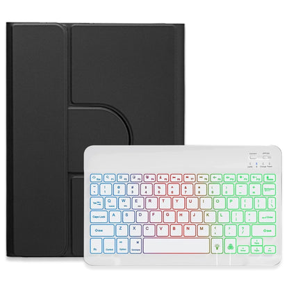 For iPad 10.2 2021 / Air 2019 Three-color Backlight White 360 Degree Rotatable Bluetooth Keyboard Leather Case(Black) - Universal by PMC Jewellery | Online Shopping South Africa | PMC Jewellery