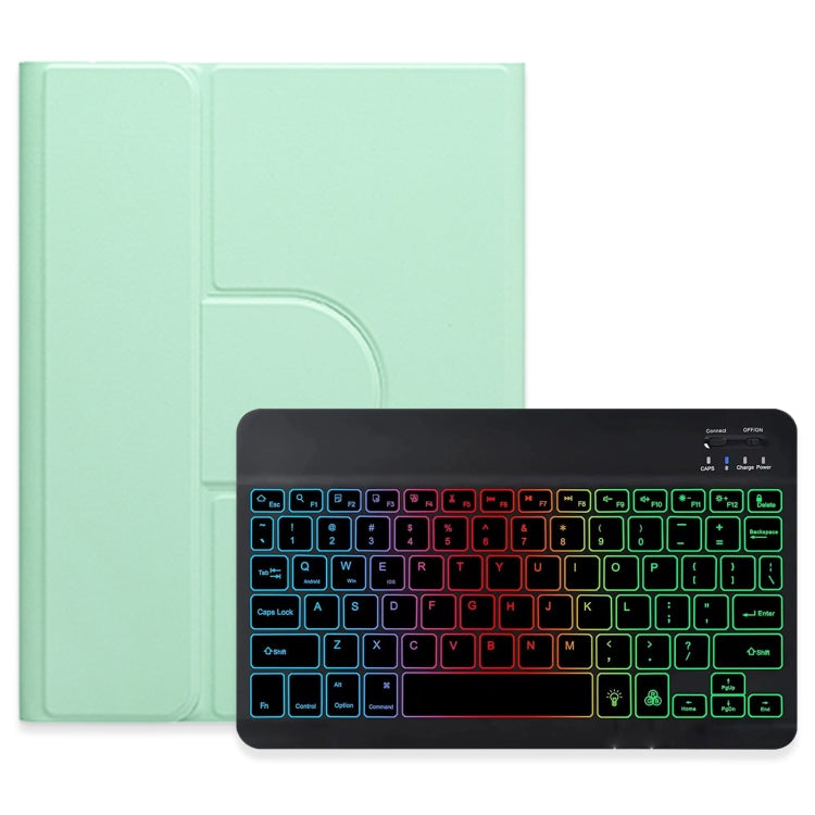 For iPad 10.2 2021 / Air 2019 Three-color Backlight Black 360 Degree Rotatable Bluetooth Keyboard Leather Case(Mint Green) - Universal by PMC Jewellery | Online Shopping South Africa | PMC Jewellery