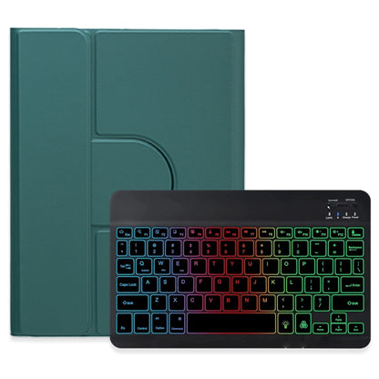 For iPad 10.2 2021 / Air 2019 Three-color Backlight Black 360 Degree Rotatable Bluetooth Keyboard Leather Case(Dark Green) - Universal by PMC Jewellery | Online Shopping South Africa | PMC Jewellery