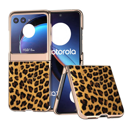 For Motorola Razr 40 Ultra Nano Plating Leopard Print Phone Case(Brown) - Motorola Cases by PMC Jewellery | Online Shopping South Africa | PMC Jewellery | Buy Now Pay Later Mobicred