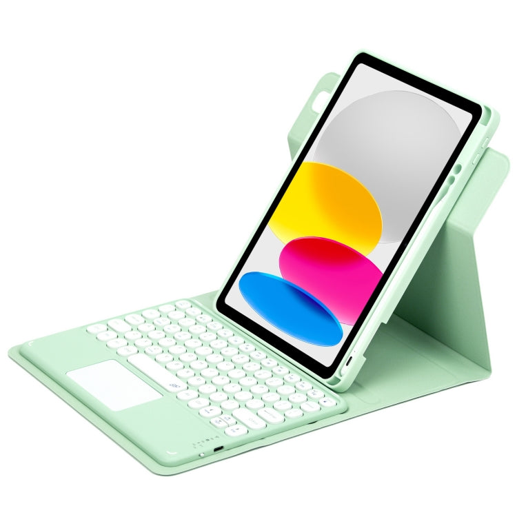 For iPad 10th Gen 10.9 2022 Round Button 360 Degree Rotatable Bluetooth Keyboard Leather Case with Touchpad(Mint Green) - Universal by PMC Jewellery | Online Shopping South Africa | PMC Jewellery