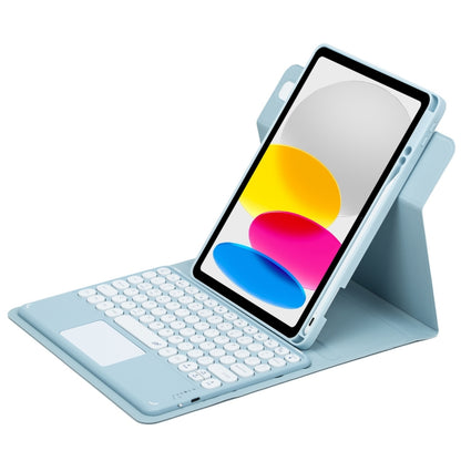 For iPad 10th Gen 10.9 2022 Round Button 360 Degree Rotatable Bluetooth Keyboard Leather Case with Touchpad(Sky Blue) - Universal by PMC Jewellery | Online Shopping South Africa | PMC Jewellery