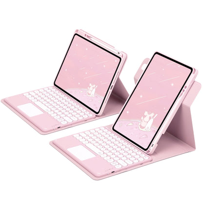 For iPad 10th Gen 10.9 2022 Round Button 360 Degree Rotatable Bluetooth Keyboard Leather Case with Touchpad(Pink) - Universal by PMC Jewellery | Online Shopping South Africa | PMC Jewellery