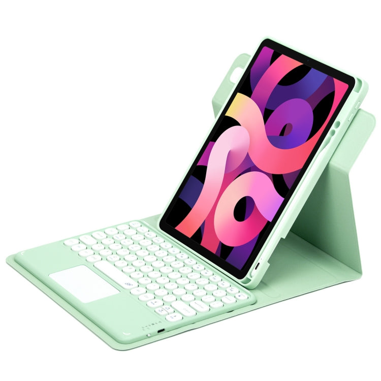 For iPad Air 2022 / iPad Pro 11 2021 Round Button 360 Degree Rotatable Bluetooth Keyboard Leather Case with Touchpad(Mint Green) - Universal by PMC Jewellery | Online Shopping South Africa | PMC Jewellery