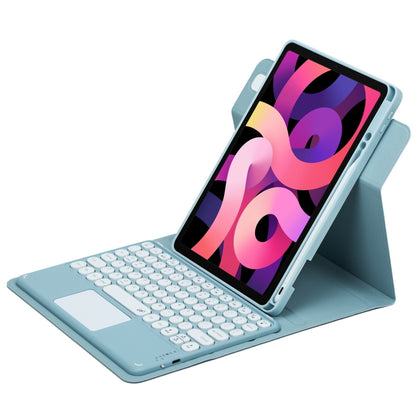 For iPad Air 2022 / iPad Pro 11 2021 Round Button 360 Degree Rotatable Bluetooth Keyboard Leather Case with Touchpad(Mist Blue) - Universal by PMC Jewellery | Online Shopping South Africa | PMC Jewellery