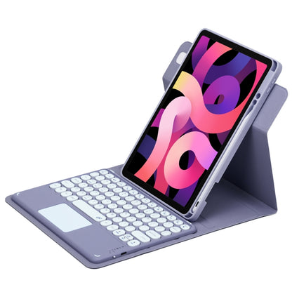 For iPad Air 2022 / iPad Pro 11 2021 Round Button 360 Degree Rotatable Bluetooth Keyboard Leather Case with Touchpad(Lavender Purple) - Universal by PMC Jewellery | Online Shopping South Africa | PMC Jewellery