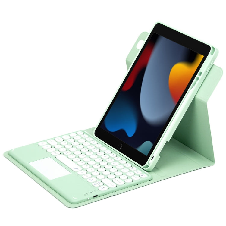 For iPad 10.2 2021 / Air 2019 Round Button 360 Degree Rotatable Bluetooth Keyboard Leather Case with Touchpad(Mint Green) - Universal by PMC Jewellery | Online Shopping South Africa | PMC Jewellery