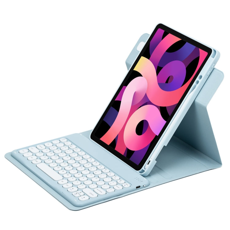 For iPad Air 2022 / iPad Pro 11 2021 Round Button 360 Degree Rotatable Bluetooth Keyboard Leather Case(Sky Blue) - Universal by PMC Jewellery | Online Shopping South Africa | PMC Jewellery