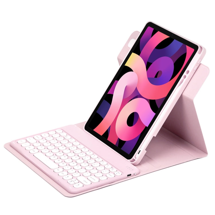 For iPad Air 2022 / iPad Pro 11 2021 Round Button 360 Degree Rotatable Bluetooth Keyboard Leather Case(Pink) - Universal by PMC Jewellery | Online Shopping South Africa | PMC Jewellery