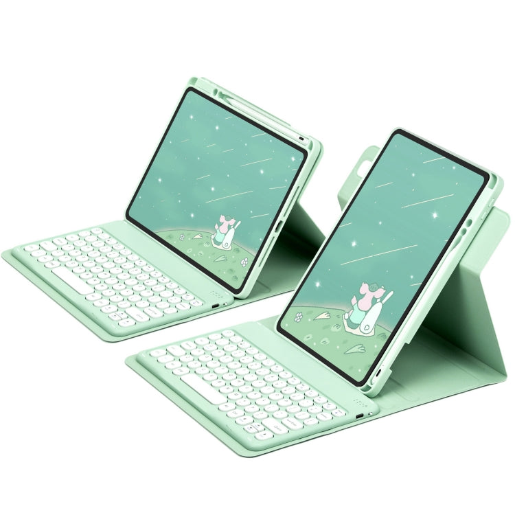 For iPad 10.2 2021 / Air 2019 Round Button 360 Degree Rotatable Bluetooth Keyboard Leather Case(Mint Green) - Universal by PMC Jewellery | Online Shopping South Africa | PMC Jewellery