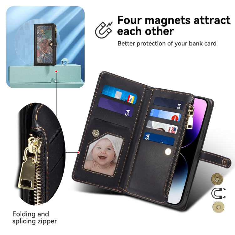 For iPhone 16 Pro ESEBLE Star Series Lanyard Zipper Wallet RFID Leather Case(Black) - iPhone 16 Pro Cases by ESEBLE | Online Shopping South Africa | PMC TechLife | Buy Now Pay Later Mobicred