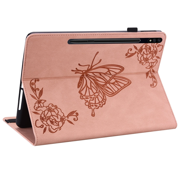 For Samsung Galaxy Tab S9+ Butterfly Flower Embossed Leather Tablet Case(Rose Gold) - Galaxy Tab S9+ Cases by PMC Jewellery | Online Shopping South Africa | PMC Jewellery | Buy Now Pay Later Mobicred