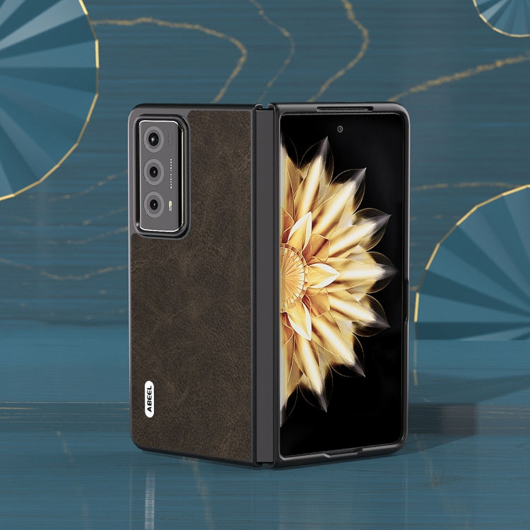 For Honor Magic V2 ABEEL Dream Litchi Texture PU Phone Case(Khaki) - Honor Cases by PMC Jewellery | Online Shopping South Africa | PMC Jewellery | Buy Now Pay Later Mobicred