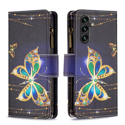 For Samsung Galaxy A55 Colored Drawing Pattern Zipper Leather Phone Case(Big Butterfly) - Galaxy Phone Cases by PMC Jewellery | Online Shopping South Africa | PMC Jewellery