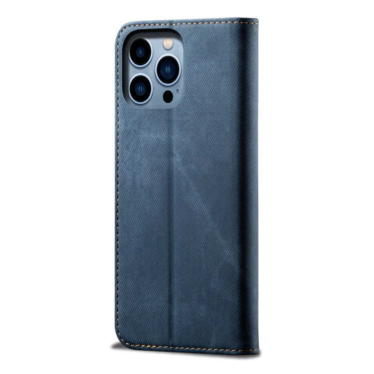 For iPhone 16 Pro Denim Texture Casual Style Horizontal Flip Leather Case(Blue) - iPhone 16 Pro Cases by PMC TechLife | Online Shopping South Africa | PMC TechLife | Buy Now Pay Later Mobicred