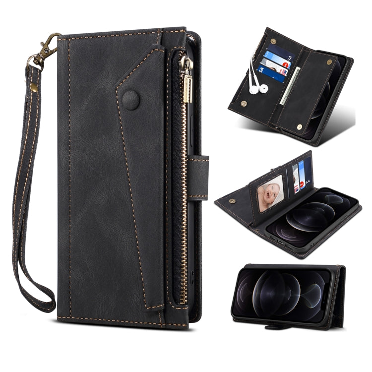 For iPhone 15 Pro ESEBLE Retro Frosted RFID Flip Leather Phone Case(Black) - free shipping - PMC Jewellery - Order now!