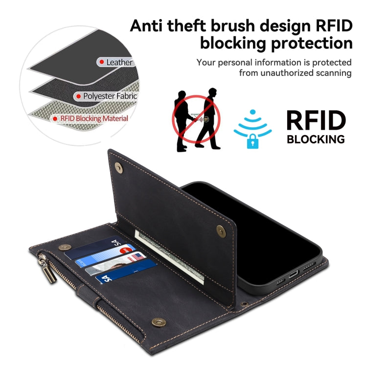 For iPhone 16 Plus ESEBLE Retro Frosted RFID Flip Leather Phone Case(Black) - free shipping - PMC TechLife - Order now!