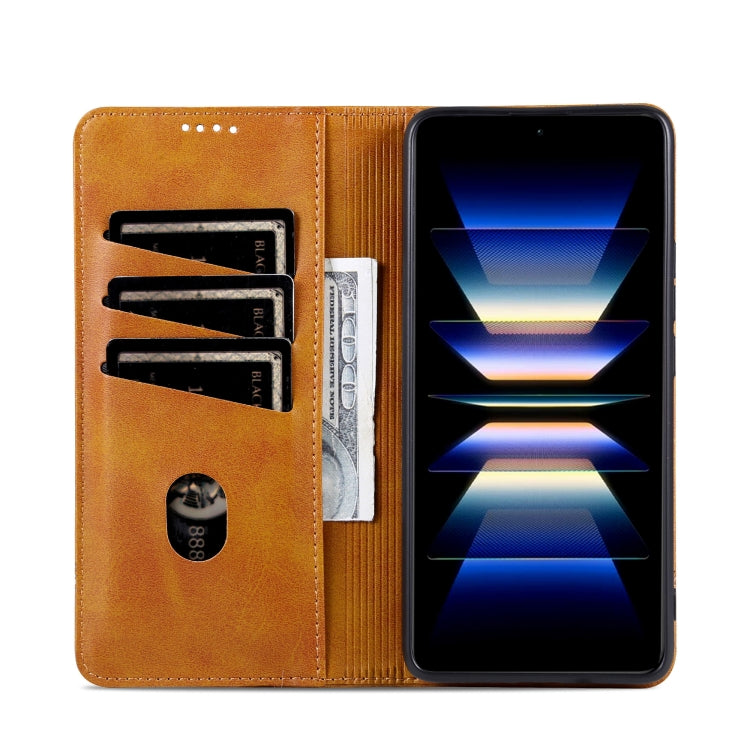 For Samsung Galaxy S24 5G AZNS Magnetic Calf Texture Flip Leather Phone Case(Light Brown) - Galaxy S24 5G Cases by AZNS | Online Shopping South Africa | PMC Jewellery | Buy Now Pay Later Mobicred