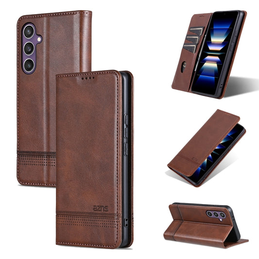 For Samsung Galaxy S24+ 5G AZNS Magnetic Calf Texture Flip Leather Phone Case(Dark Brown) - Galaxy S24+ 5G Cases by AZNS | Online Shopping South Africa | PMC Jewellery | Buy Now Pay Later Mobicred