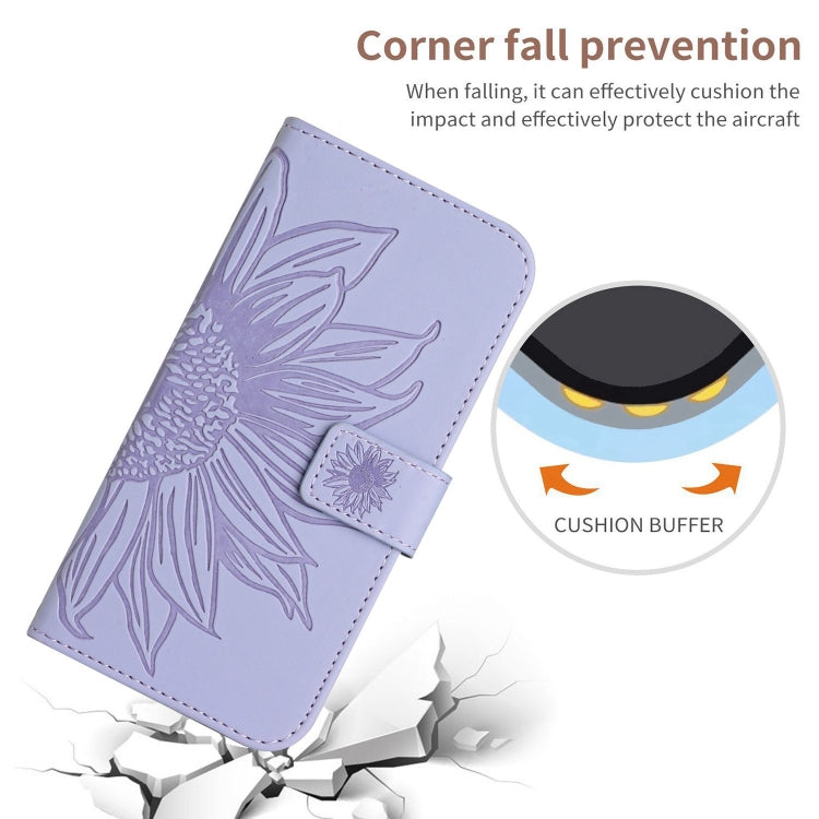 For Google Pixel 9 Pro Skin Feel Sun Flower Embossed Flip Leather Phone Case with Lanyard(Purple) - Google Cases by PMC Jewellery | Online Shopping South Africa | PMC Jewellery | Buy Now Pay Later Mobicred