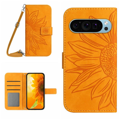 For Google Pixel 9 Skin Feel Sun Flower Embossed Flip Leather Phone Case with Lanyard(Yellow) - Google Cases by PMC Jewellery | Online Shopping South Africa | PMC Jewellery | Buy Now Pay Later Mobicred