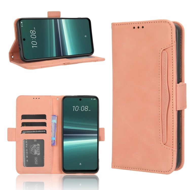 For HTC U23 / U23 Pro Skin Feel Calf Texture Card Slots Leather Phone Case(Pink) - HTC by PMC Jewellery | Online Shopping South Africa | PMC Jewellery | Buy Now Pay Later Mobicred