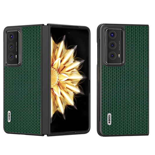 For Honor Magic V2 ABEEL Genuine Leather Luxury Series Phone Case(Night Green) - Honor Cases by PMC Jewellery | Online Shopping South Africa | PMC Jewellery | Buy Now Pay Later Mobicred