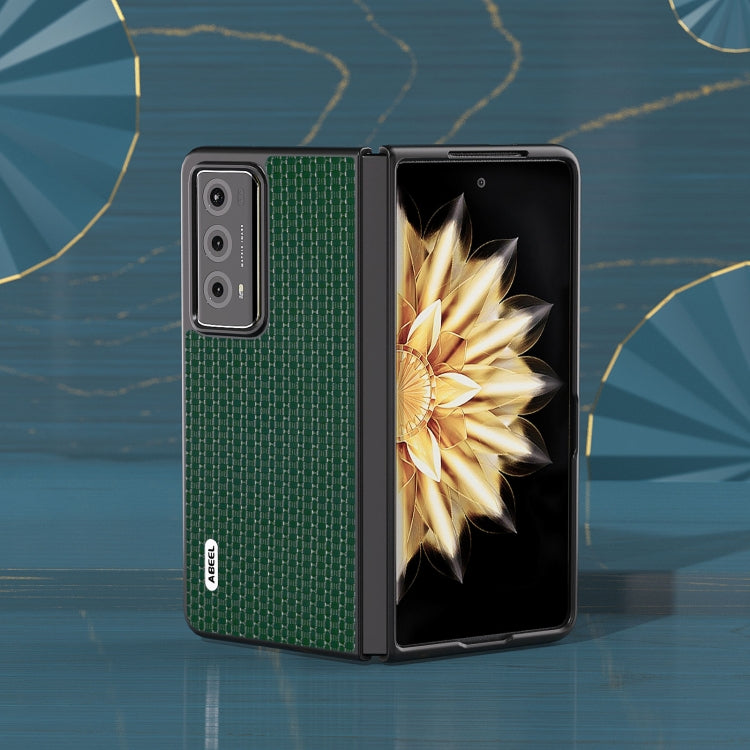 For Honor Magic V2 ABEEL Genuine Leather Luxury Series Phone Case(Night Green) - Honor Cases by PMC Jewellery | Online Shopping South Africa | PMC Jewellery | Buy Now Pay Later Mobicred