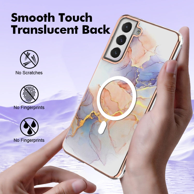 For Samsung Galaxy S21 FE 5G Marble Pattern Dual-side IMD Magsafe TPU Phone Case(White Marble) - Galaxy Phone Cases by PMC Jewellery | Online Shopping South Africa | PMC Jewellery