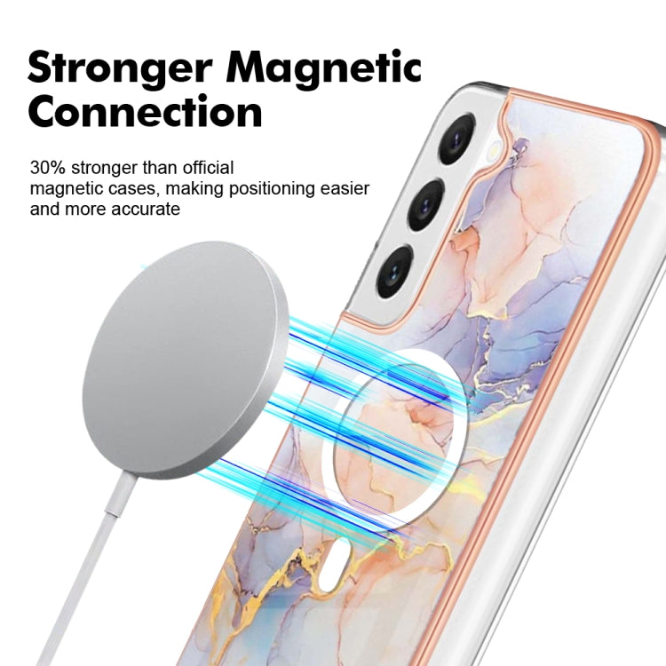 For Samsung Galaxy S22 5G Marble Pattern Dual-side IMD Magsafe TPU Phone Case(White Marble) - Galaxy S22 5G Cases by PMC TechLife | Online Shopping South Africa | PMC TechLife