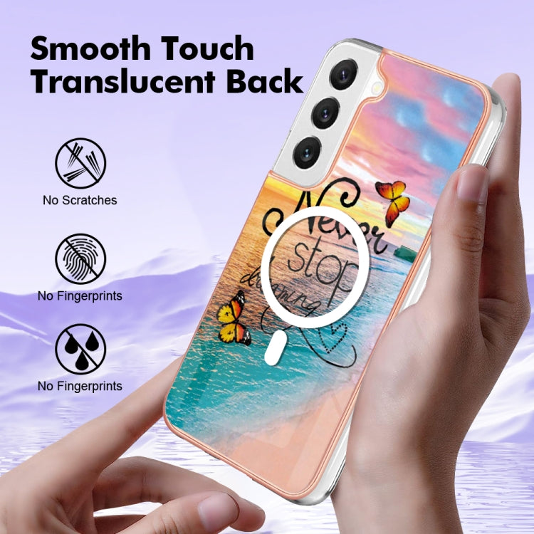 For Samsung Galaxy S22 5G Marble Pattern Dual-side IMD Magsafe TPU Phone Case(Dream Butterfly) - Galaxy S22 5G Cases by PMC Jewellery | Online Shopping South Africa | PMC Jewellery