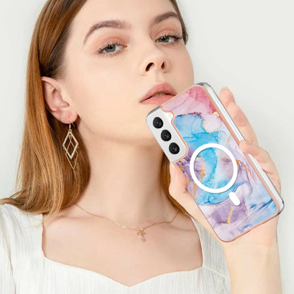 For Samsung Galaxy S23 5G Marble Pattern Dual-side IMD Magsafe TPU Phone Case(Blue Marble) - Galaxy S23 5G Cases by PMC Jewellery | Online Shopping South Africa | PMC Jewellery