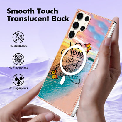 For Samsung Galaxy S23 Ultra 5G Marble Pattern Dual-side IMD Magsafe TPU Phone Case(Dream Butterfly) - Galaxy S23 Ultra 5G Cases by PMC Jewellery | Online Shopping South Africa | PMC Jewellery