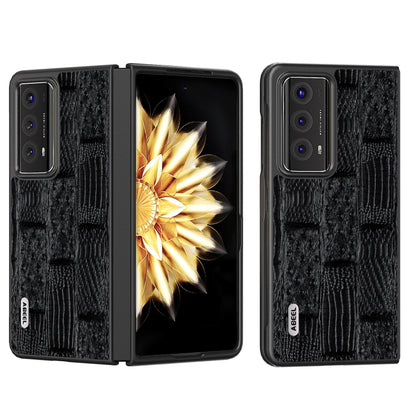 For Honor Magic V2 ABEEL Genuine Leather Mahjong Pattern Black Edge Phone Case(Black) - Honor Cases by PMC Jewellery | Online Shopping South Africa | PMC Jewellery | Buy Now Pay Later Mobicred