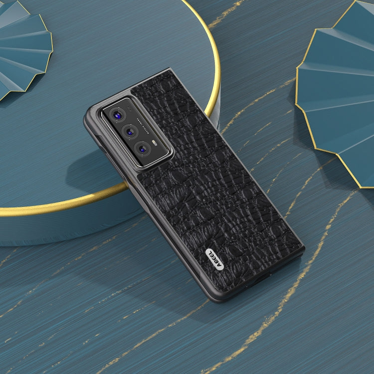 For Honor Magic V2 ABEEL Genuine Leather Canopy Black Edge Phone Case(Black) - Honor Cases by PMC TechLife | Online Shopping South Africa | PMC TechLife | Buy Now Pay Later Mobicred