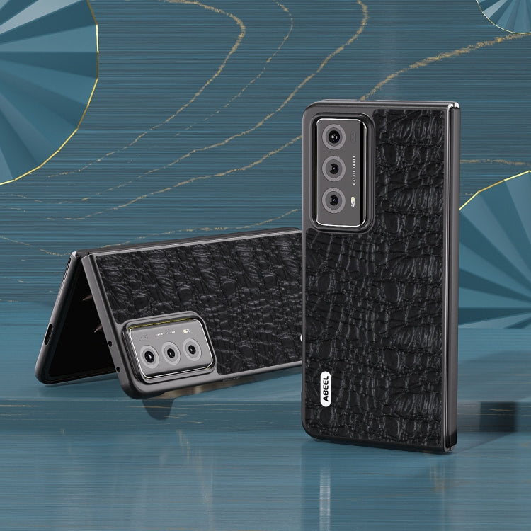 For Honor Magic V2 ABEEL Genuine Leather Canopy Black Edge Phone Case(Black) - Honor Cases by PMC TechLife | Online Shopping South Africa | PMC TechLife | Buy Now Pay Later Mobicred