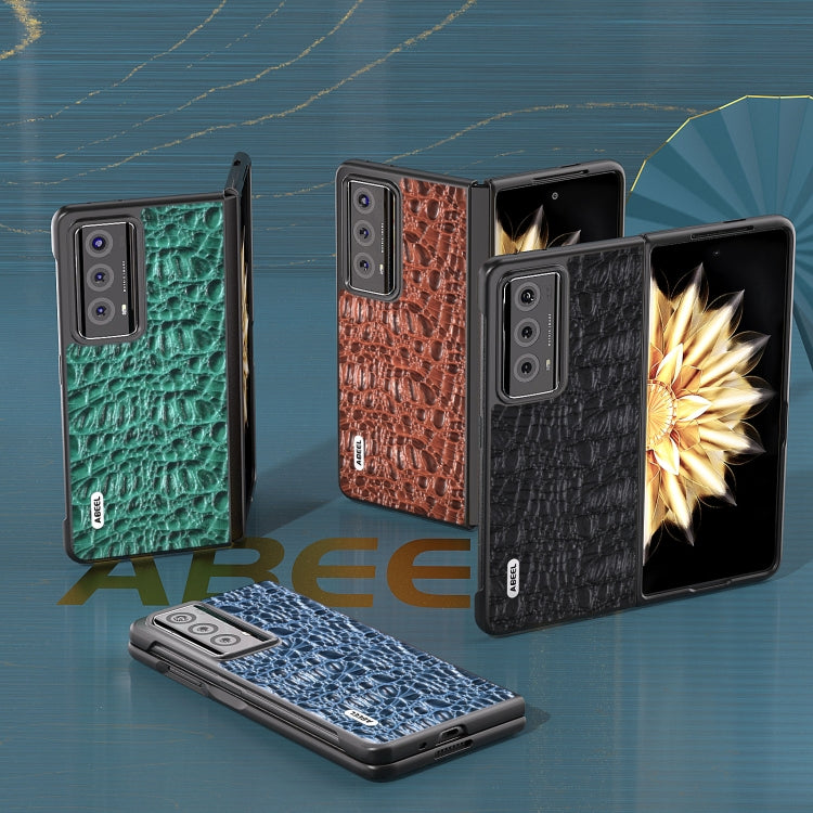 For Honor Magic V2 ABEEL Genuine Leather Canopy Black Edge Phone Case(Black) - Honor Cases by PMC TechLife | Online Shopping South Africa | PMC TechLife | Buy Now Pay Later Mobicred
