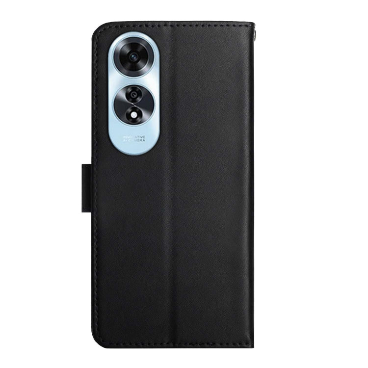 For OPPO A60 4G HT02 Genuine Leather Fingerprint-proof Flip Phone Case(Black) - OPPO Cases by PMC Jewellery | Online Shopping South Africa | PMC Jewellery | Buy Now Pay Later Mobicred