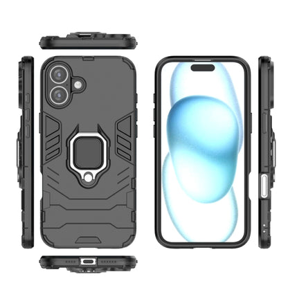 For iPhone 16 Plus Shockproof PC + TPU Holder Phone Case(Black) - iPhone 16 Plus Cases by PMC Jewellery | Online Shopping South Africa | PMC Jewellery | Buy Now Pay Later Mobicred