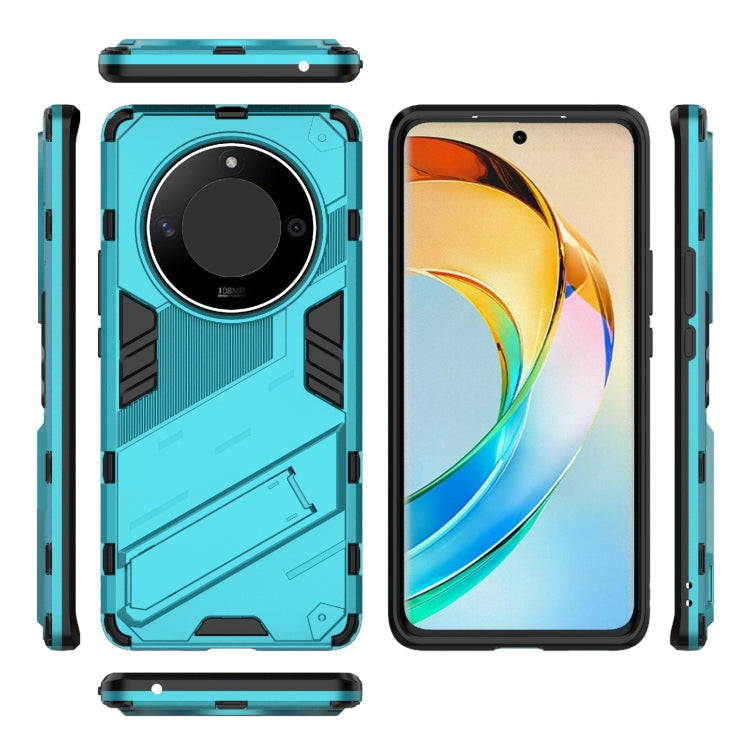 For Honor X50 5G Global / X9B Punk Armor 2 in 1 PC + TPU Phone Case with Holder(Blue) - Honor Cases by PMC Jewellery | Online Shopping South Africa | PMC Jewellery | Buy Now Pay Later Mobicred