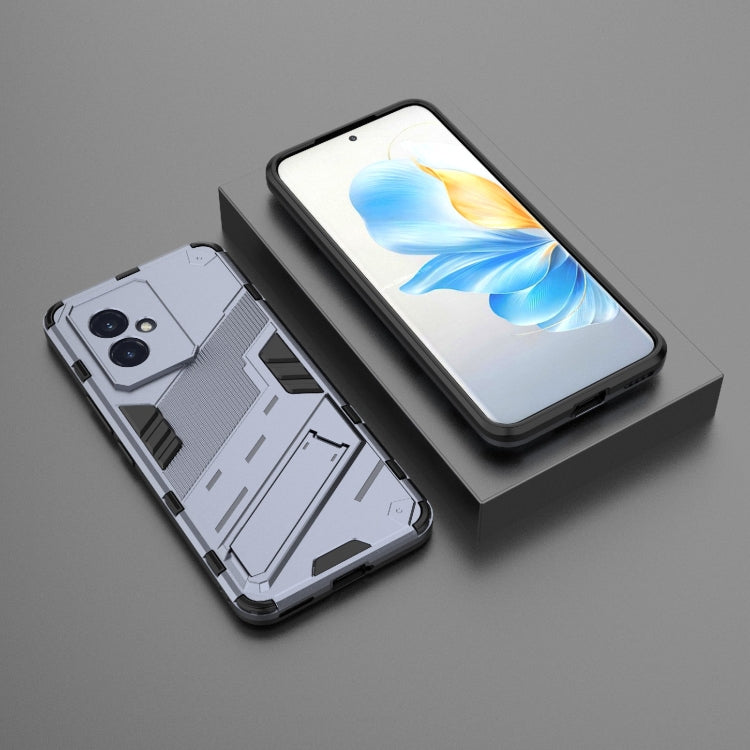 For Honor 100 5G Punk Armor 2 in 1 PC + TPU Phone Case with Holder(Grey) - Honor Cases by PMC Jewellery | Online Shopping South Africa | PMC Jewellery | Buy Now Pay Later Mobicred