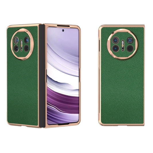 For Huawei Mate X5 Genuine Leather Mino Series Nano Plating Phone Case(Green) - Huawei Cases by PMC Jewellery | Online Shopping South Africa | PMC Jewellery | Buy Now Pay Later Mobicred