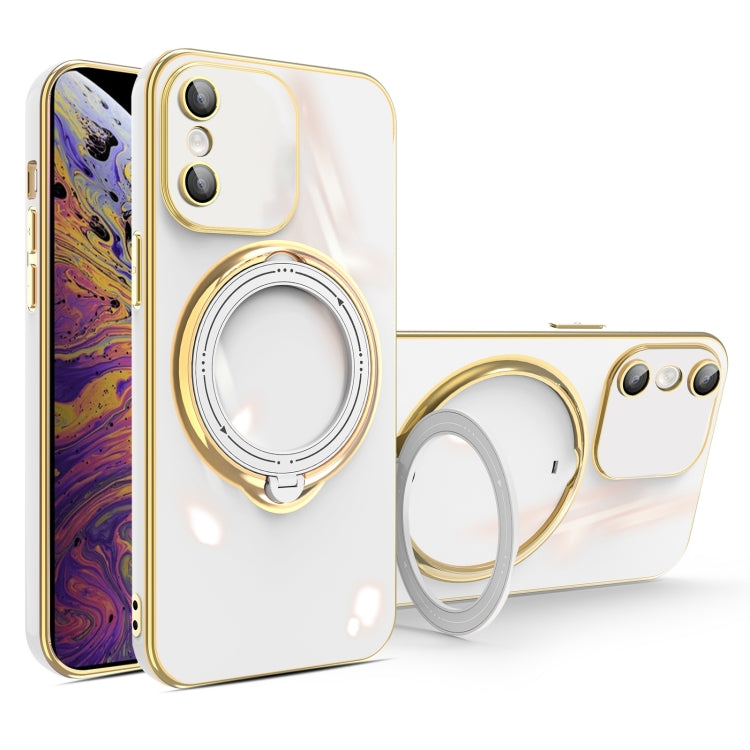 For iPhone XS / X Multifunction Electroplating MagSafe Holder Phone Case(White) - More iPhone Cases by PMC Jewellery | Online Shopping South Africa | PMC Jewellery