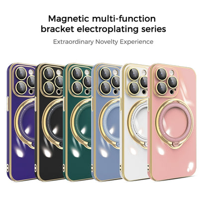 For iPhone 14 Pro Max Multifunction Electroplating MagSafe Holder Phone Case(Black) - iPhone 14 Pro Max Cases by PMC Jewellery | Online Shopping South Africa | PMC Jewellery