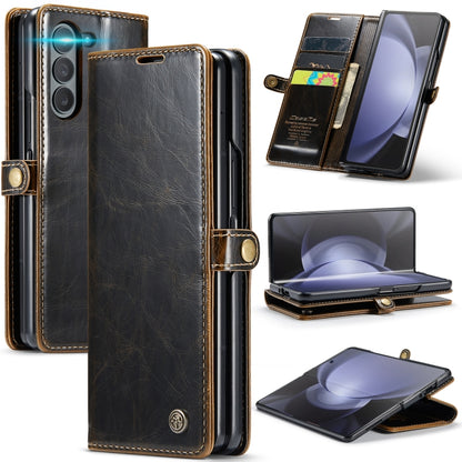 For Samsung Galaxy Z Fold5 CaseMe-003 PU + PC Business Style Crazy Horse Texture Leather Phone Case(Coffee) - Galaxy Z Fold5 Cases by CaseMe | Online Shopping South Africa | PMC Jewellery | Buy Now Pay Later Mobicred